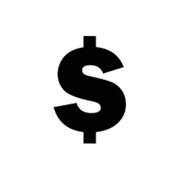 A dollar sign is shown in black and white.