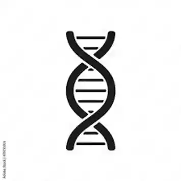 A black and white image of a dna strand.